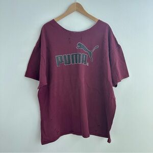 Burgundy Puma Off the Shoulder T-shirt